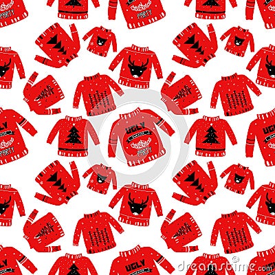 Seamless pattern with ugly sweater. Art can be used for holiday Vector Illustration